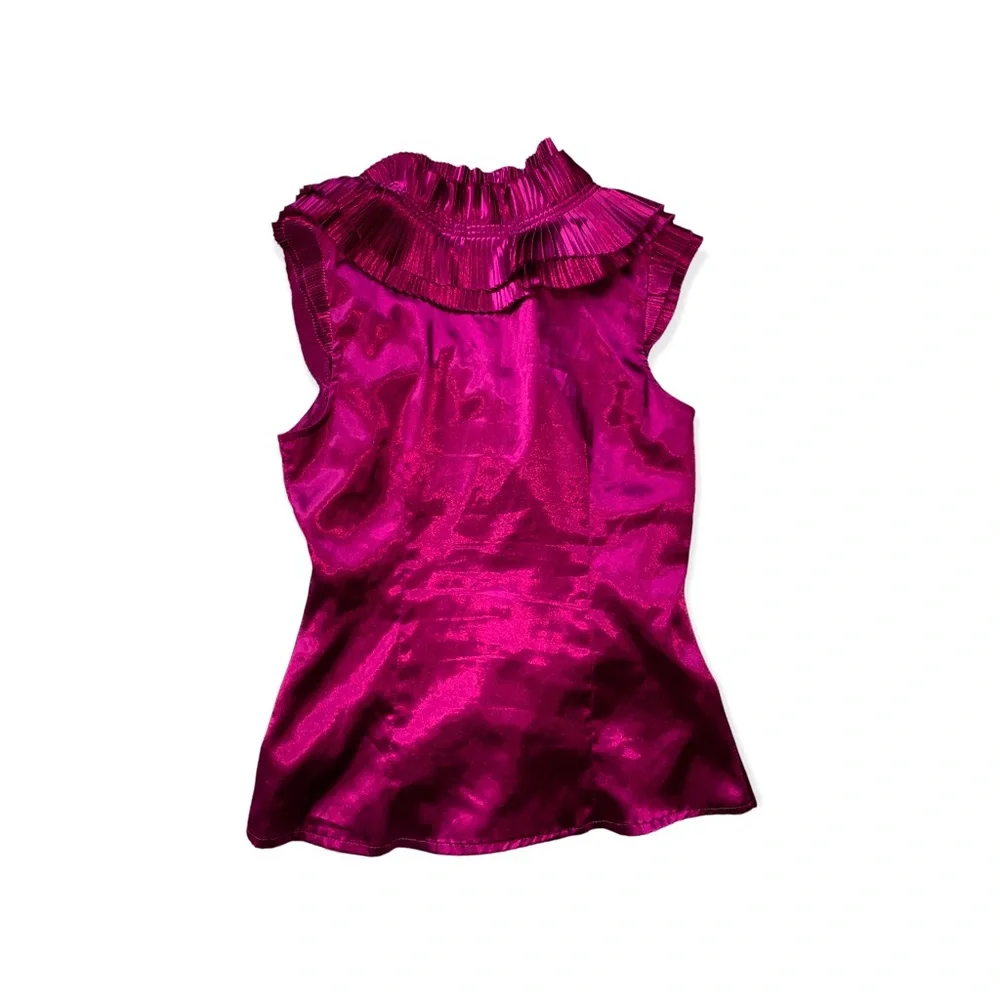 Twenty one ruffle collar sleeveless blouse silky *deep purple - Picture 6 of 6
